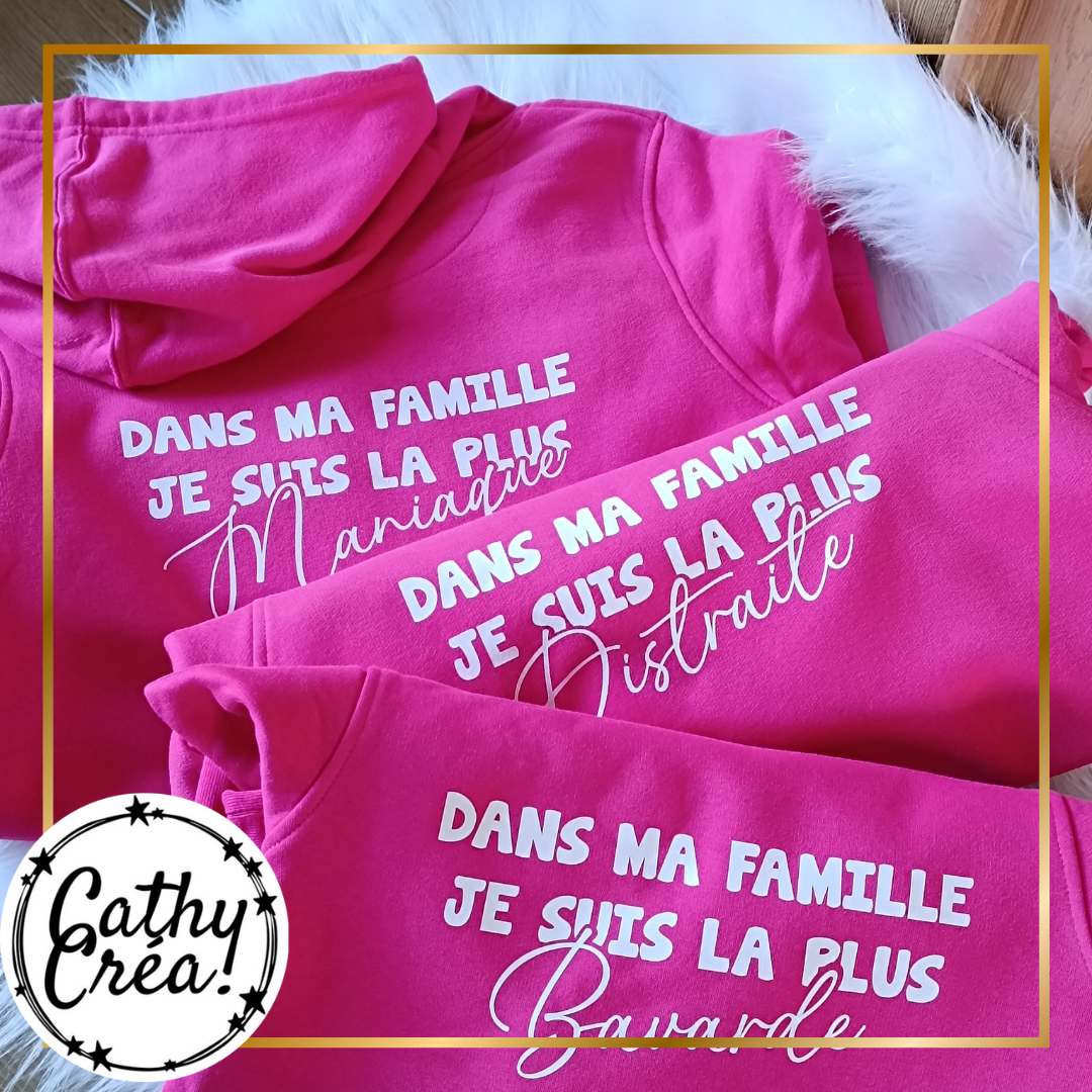 Sweats à capuche personnalisés "Ma famille" – Portraits & Qualités - cathy Créa