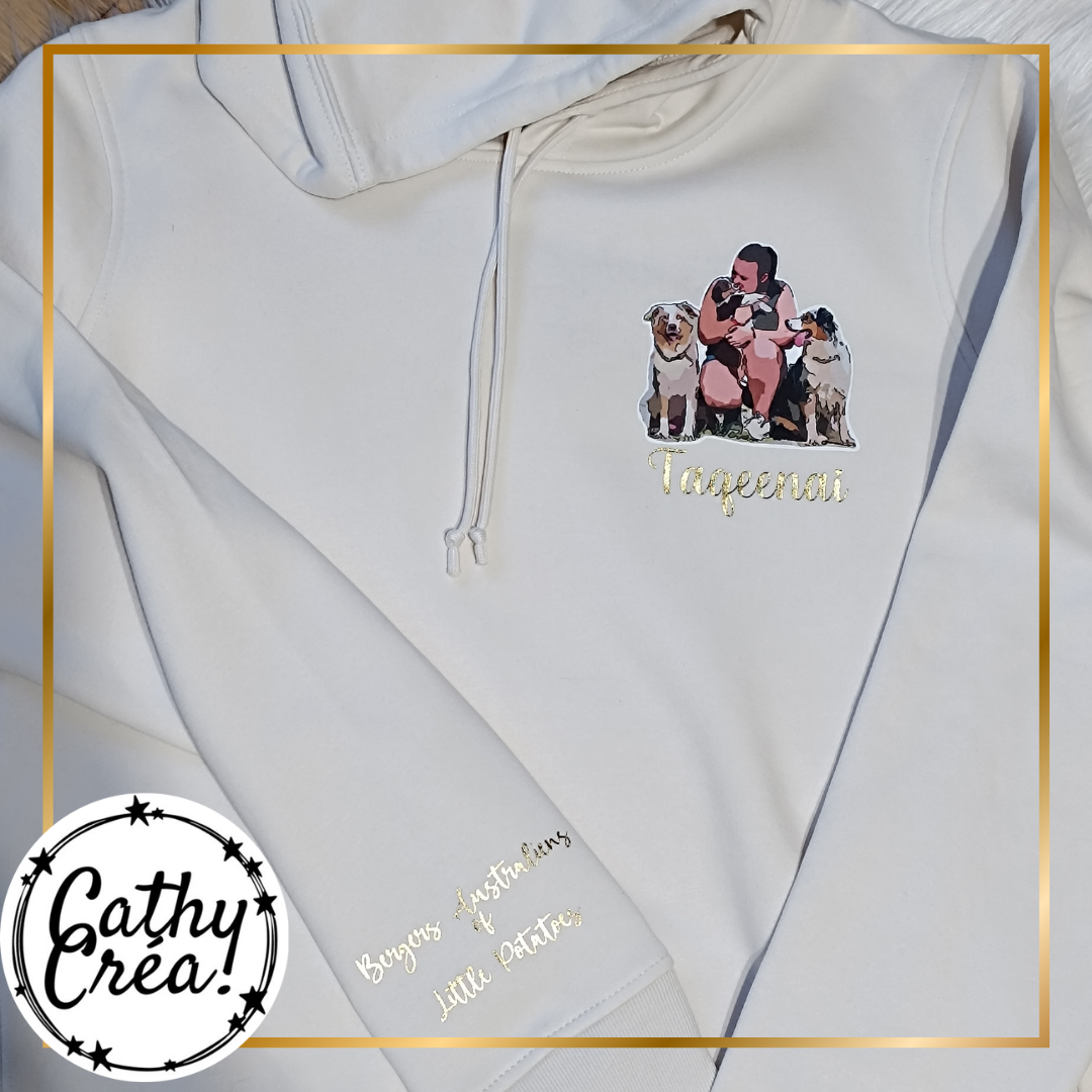 Sweat à capuche personnalisé avec portraits d’animaux