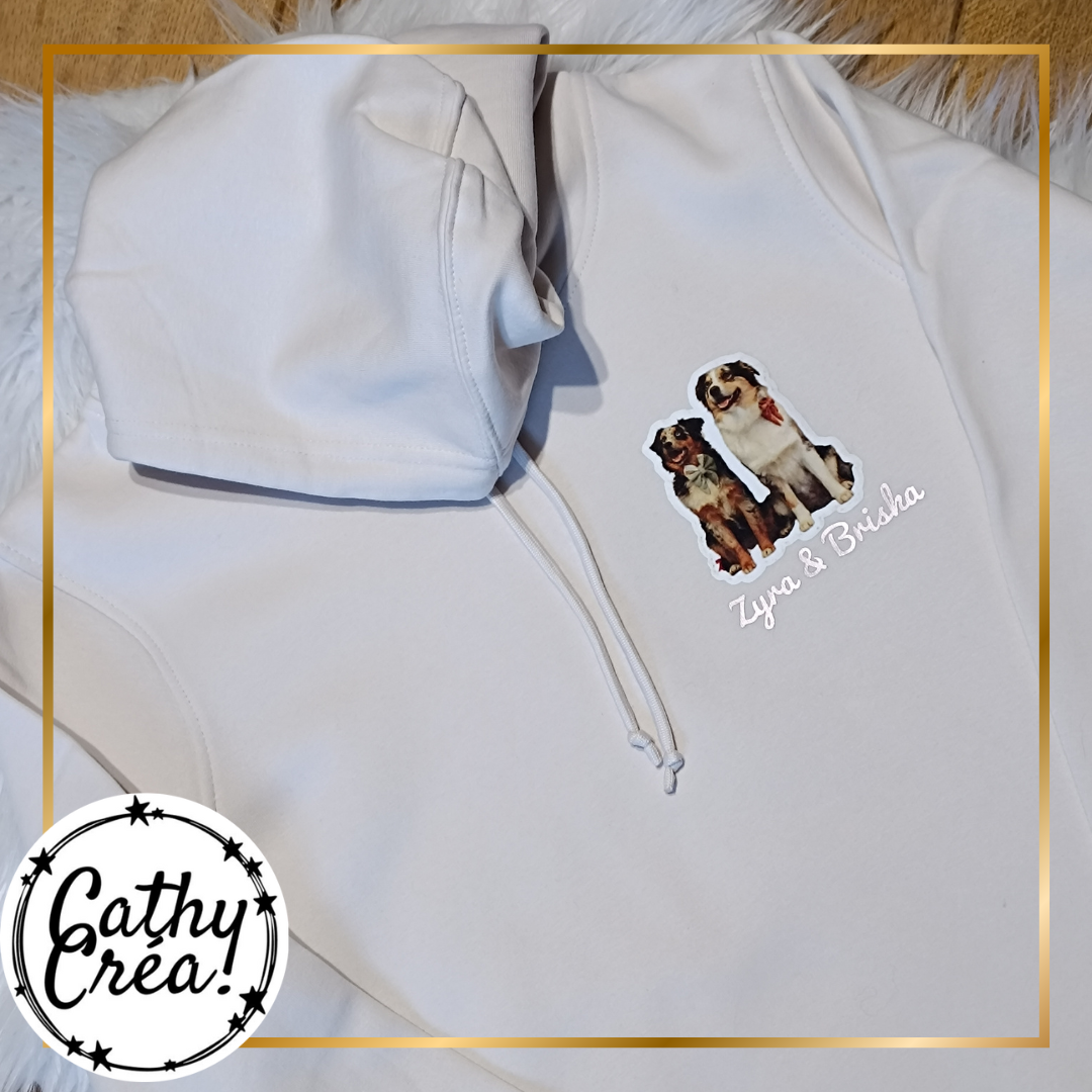 Sweat à capuche personnalisé avec portraits d’animaux