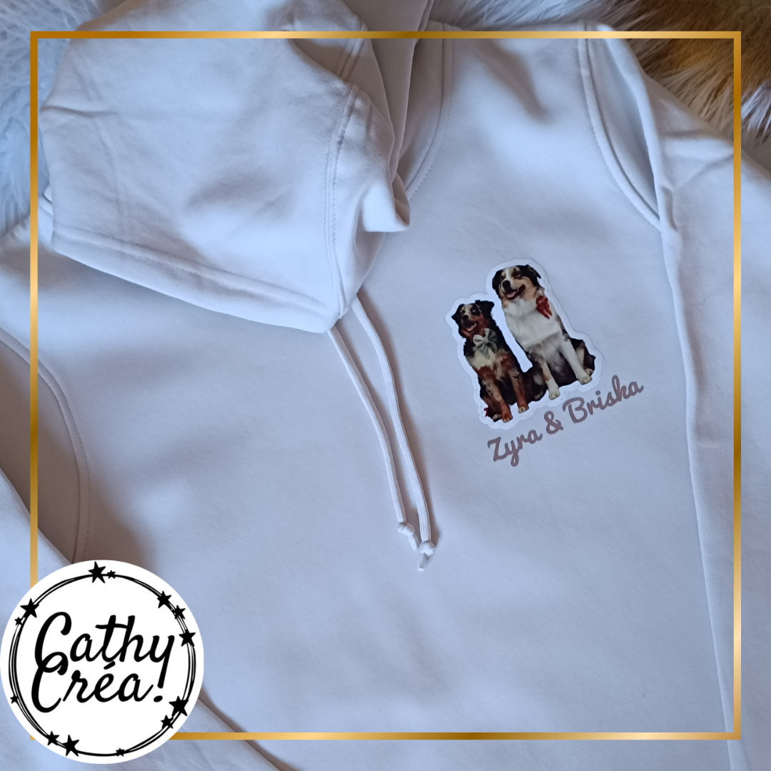 Sweat à capuche personnalisé avec portraits d’animaux