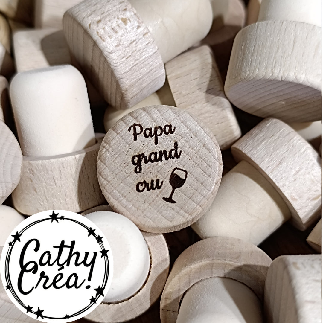 Papa grand cru - Bouchon de vin gravé