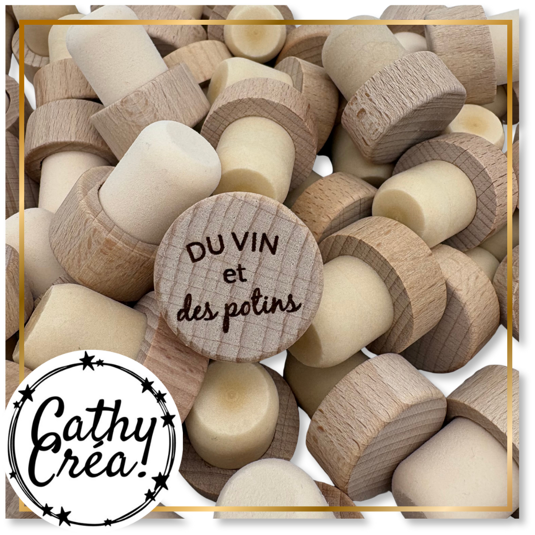 Du vin et des potins - Bouchon de vin gravé