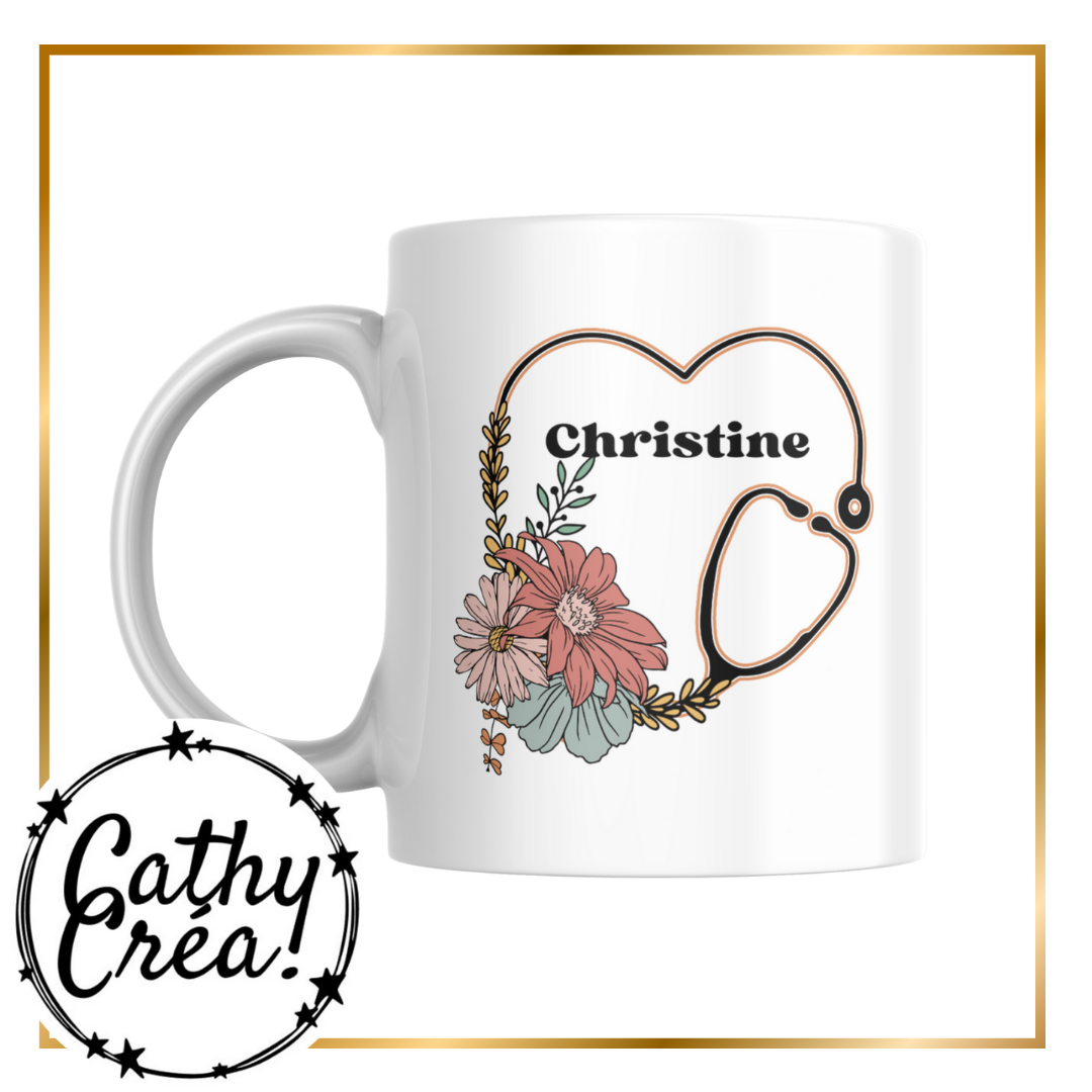 Stéthoscope fleuri - Mug