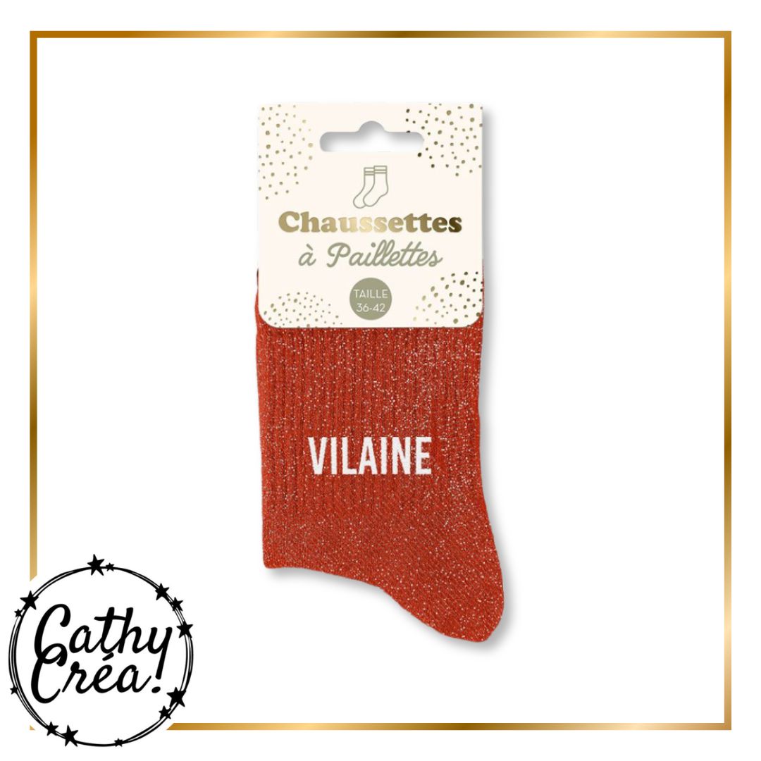 Chaussettes paillettes VILAINE dans son packaging hangtag taille 36-42 – Cathy Créa