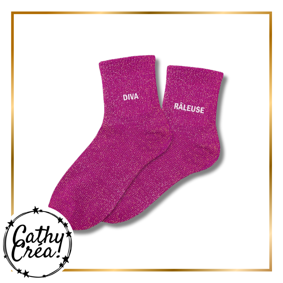 Chaussettes paillettes – Modèle « DIVA-RÂLEUSE » – Taille 36/42