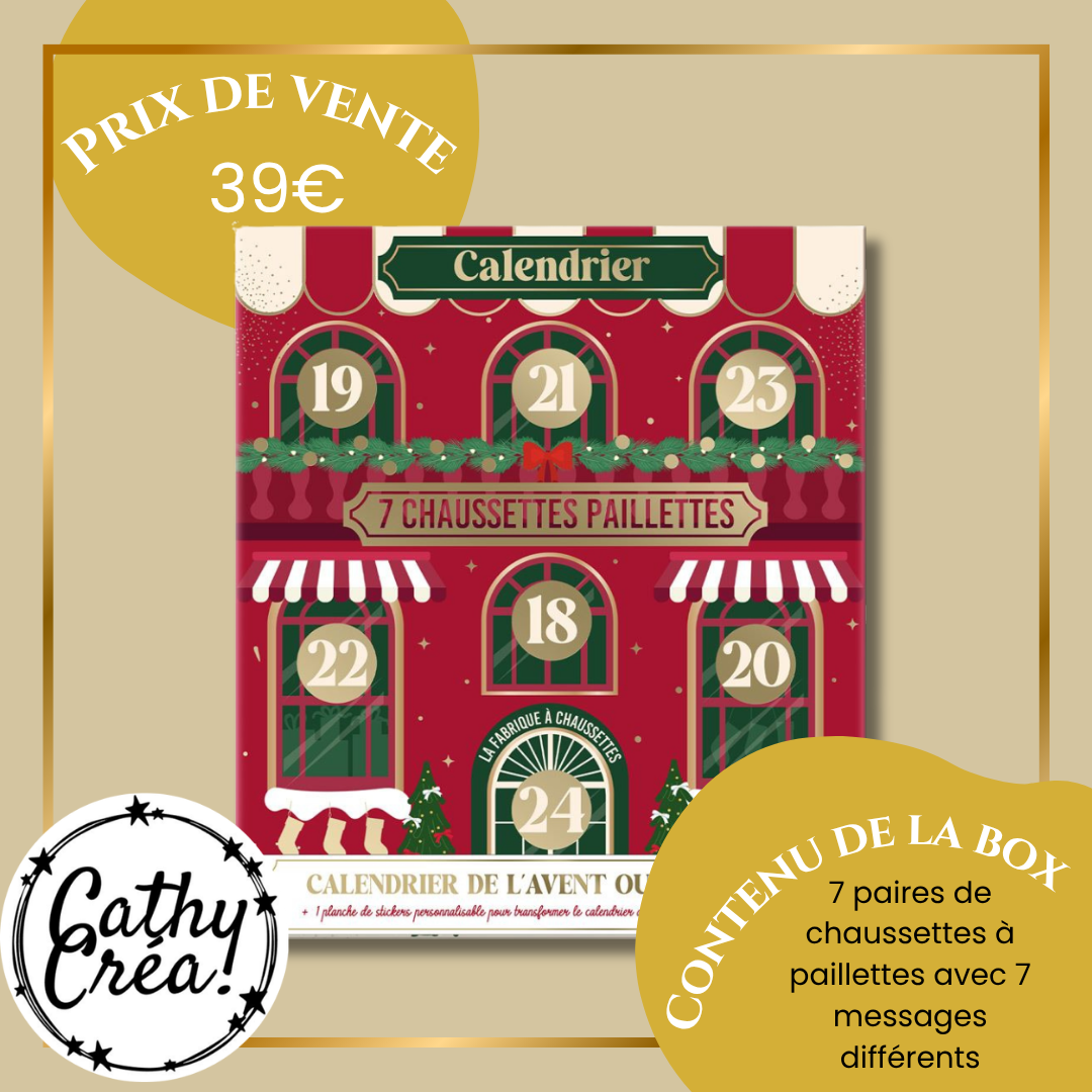 Détail des fenêtres numérotées 18 à 24 du mini calendrier de l'Avent chaussettes