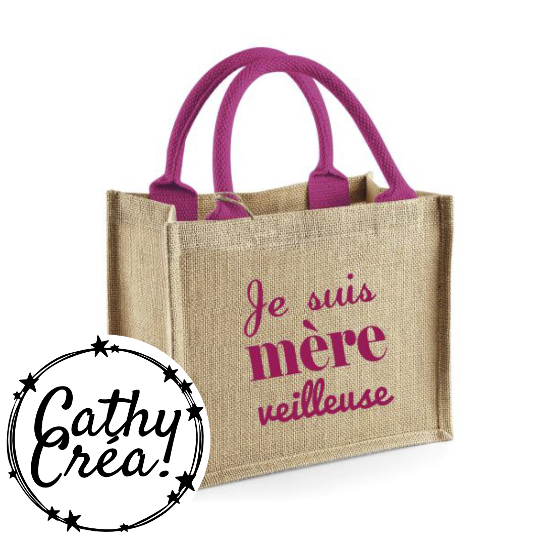 Petit sac de jute - đ€đ€ Je suis MĂRE-veilleuse đ€đ€