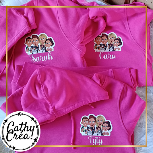 Sweats à capuche personnalisés "Ma famille" – Portraits & Qualités - Cathy Créa