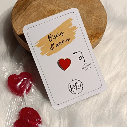 Pin's "Bisous d'Amour ❤️" - Carte personnalisée