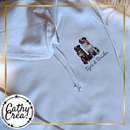 Sweat à capuche personnalisé avec portraits d’animaux