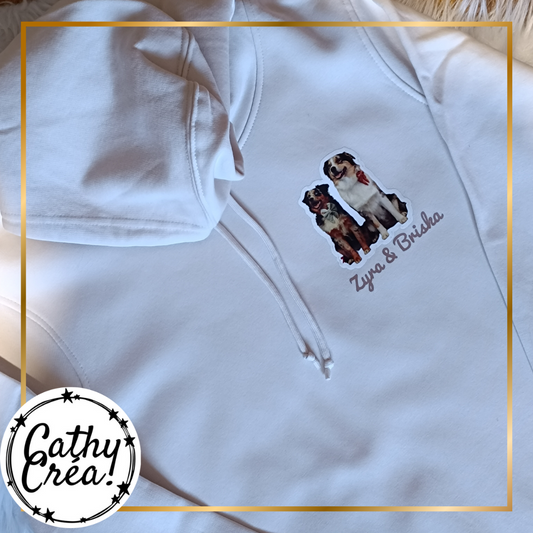 Sweat à capuche personnalisé avec portraits d’animaux