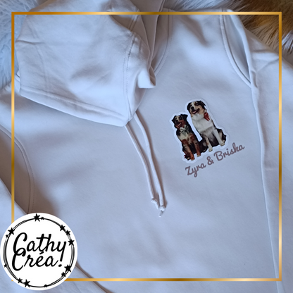 Sweat à capuche personnalisé avec portraits d’animaux