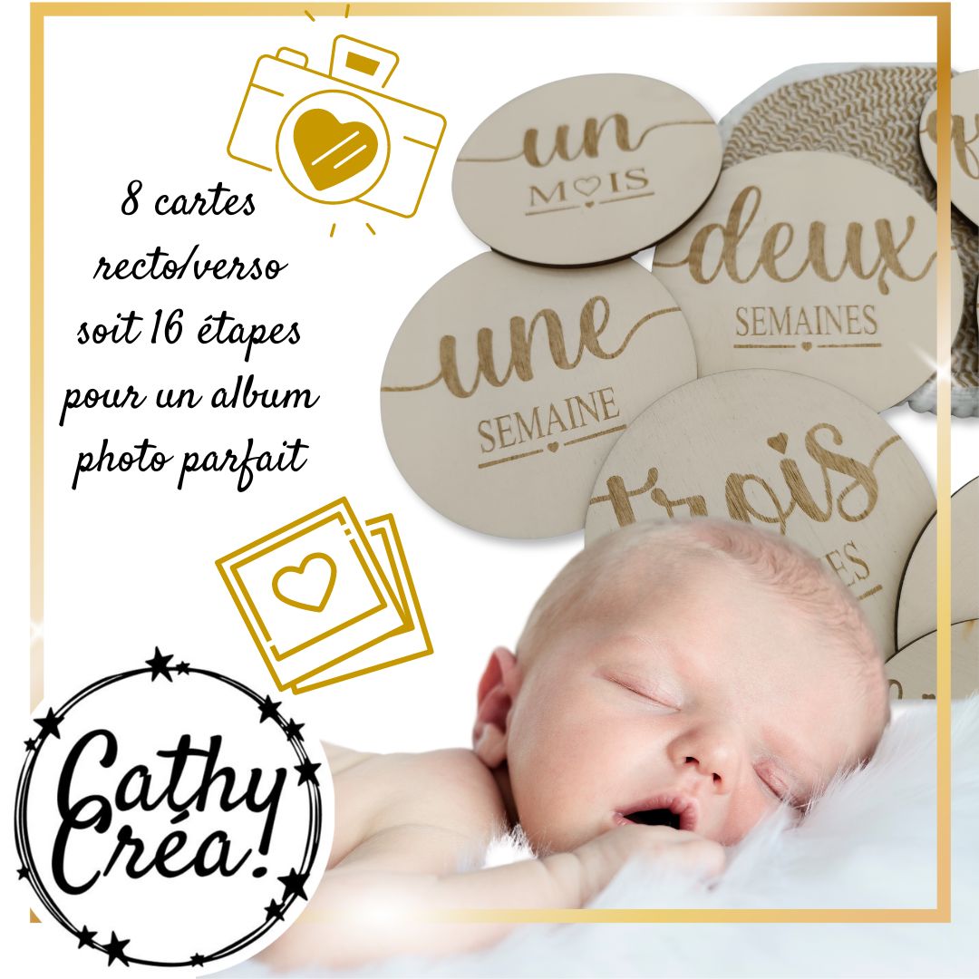 Cartes étapes bébé en bois