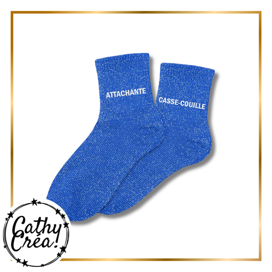 Chaussettes paillettes – Modèle « ATTACHANTE - CASSE-COUILLE » – Taille 36/42