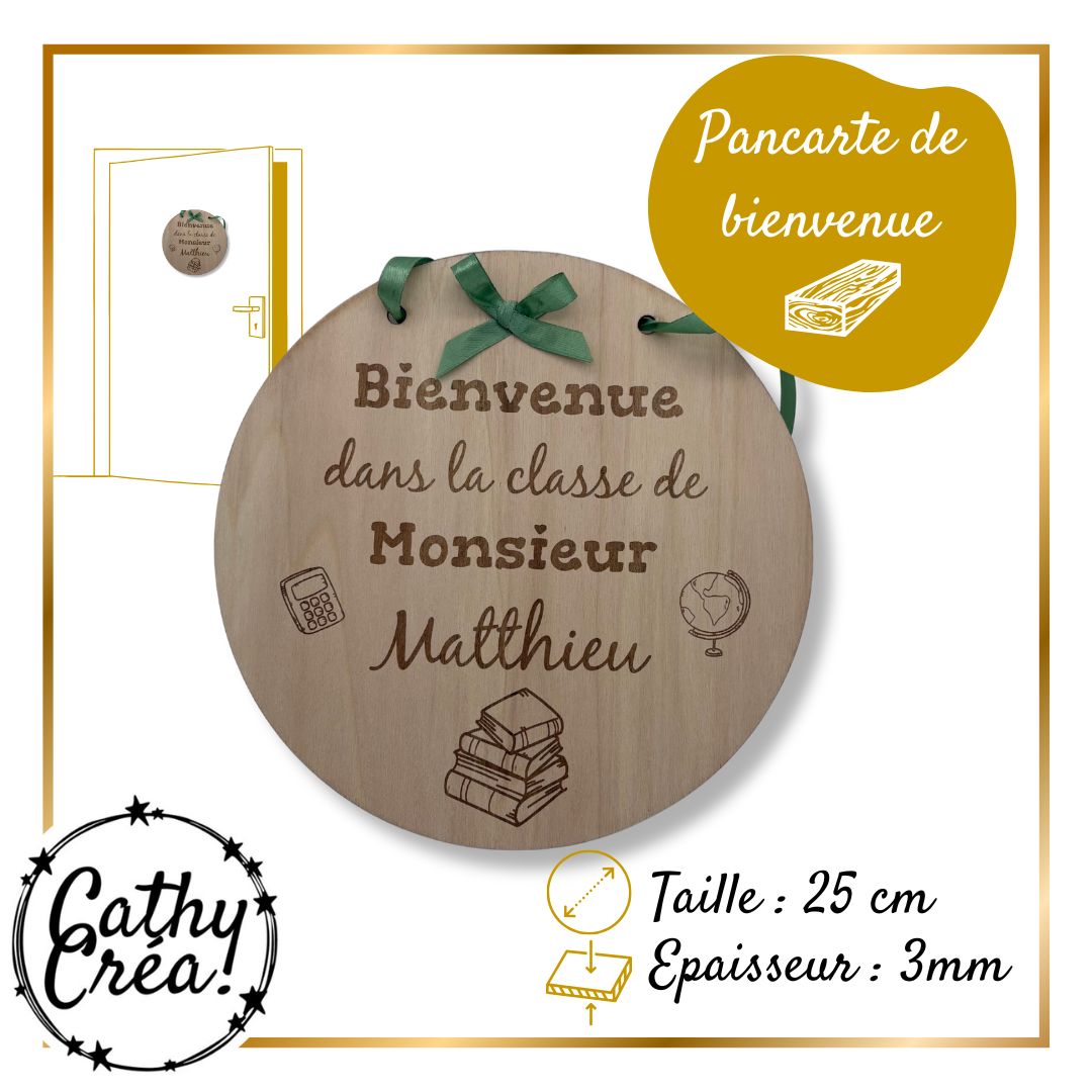 La classe de Monsieur - Panneau de bienvenue en bois