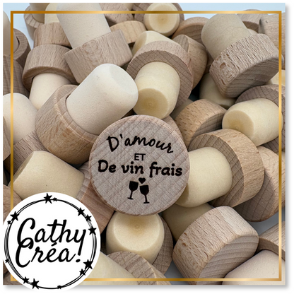 D'amour et de vin frais - Bouchon de vin gravé