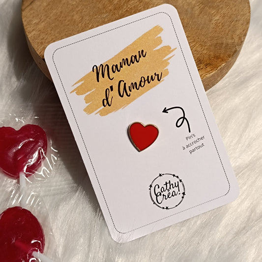 Pin's "Maman d'Amour ❤️" - Carte personnalisée