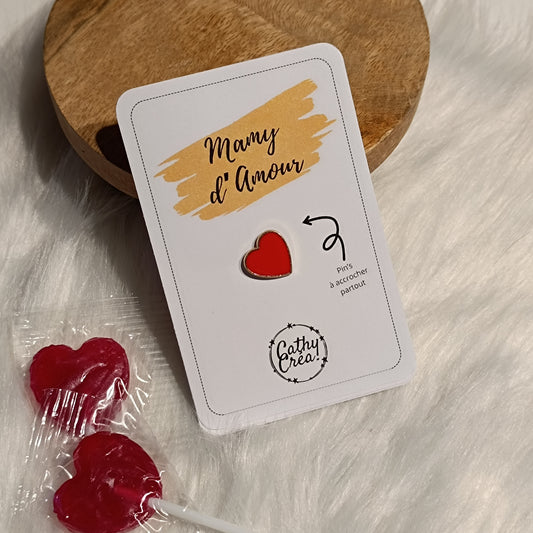 Pin's "Mamy d'amour ❤️" - Carte personnalisée