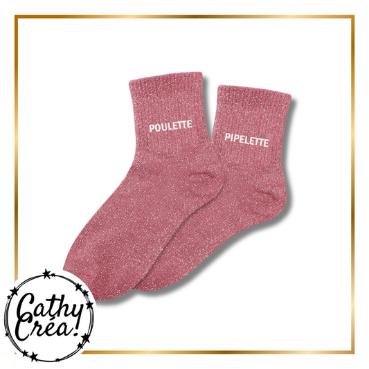 Chaussettes paillettes – Modèle « POULETTE PIPELETTE » – Taille 36/42