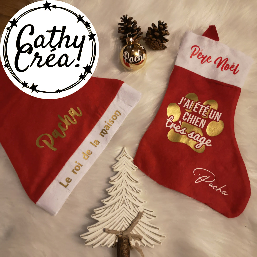 Père Noël , j'ai été un chien très sage  - Chaussette décorative