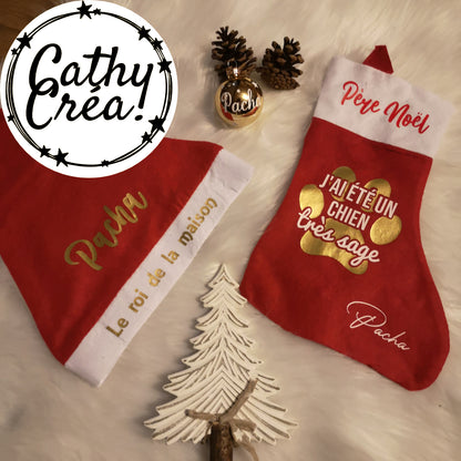 Père Noël , j'ai été un chien très sage  - Chaussette décorative