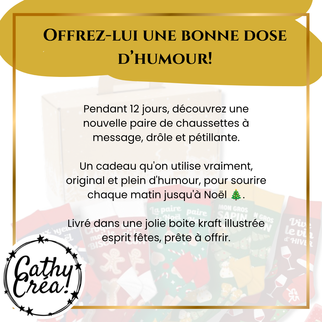 12 modèles de chaussettes de Noël humoristiques inclus dans le calendrier de l'Avent