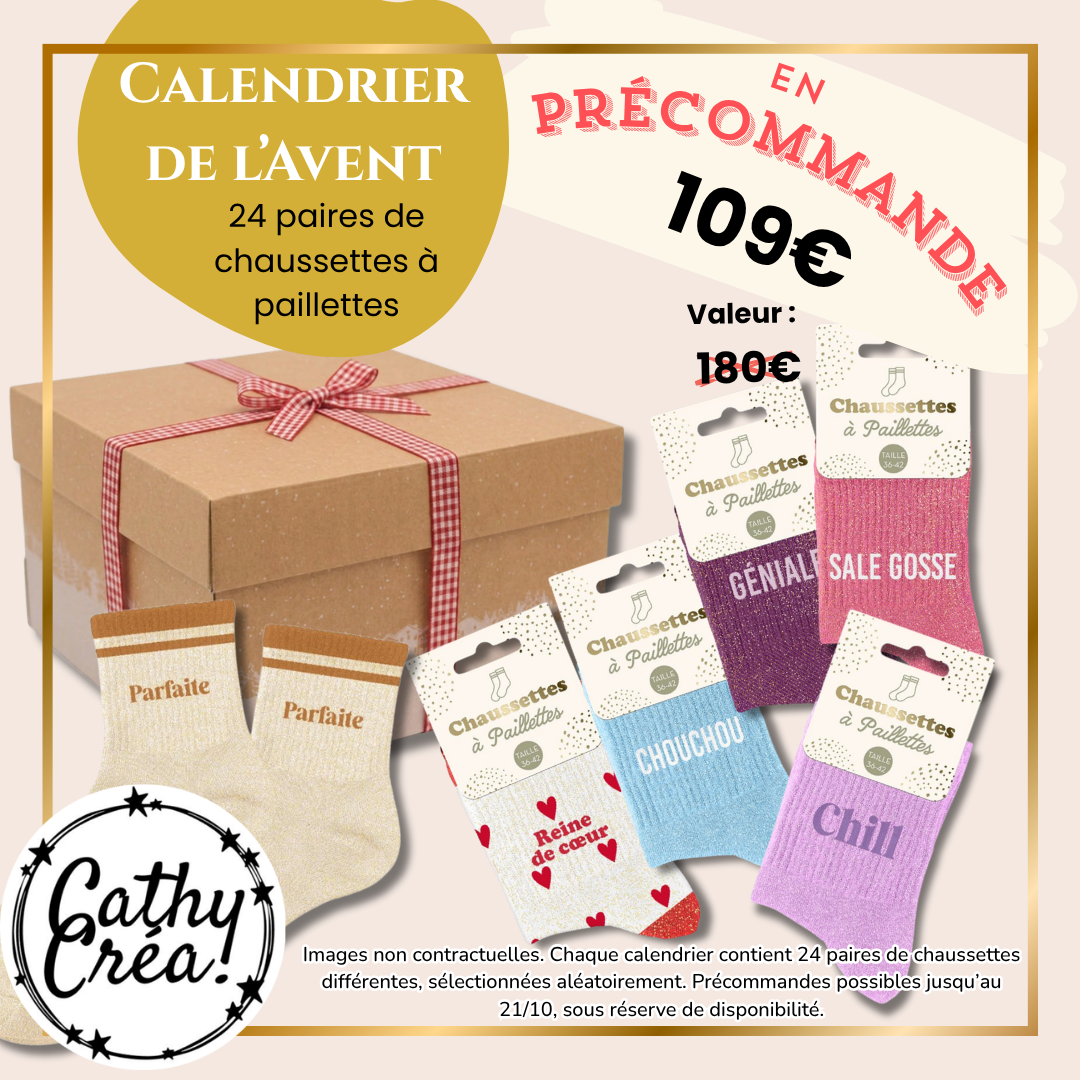 Calendrier de l'Avent 24 paires de chaussettes à paillettes en précommande à 109€