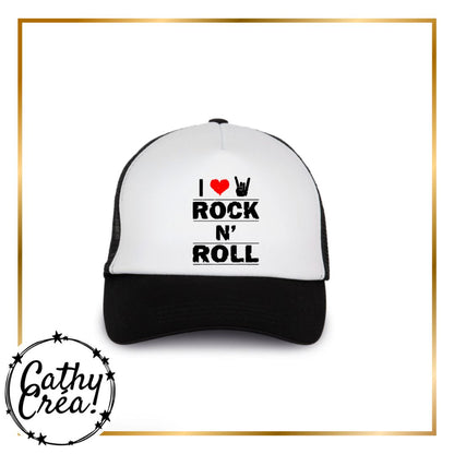 Casquette trucker noire Rock N'Roll personnalisée DTF – Cathy Créa Belgique