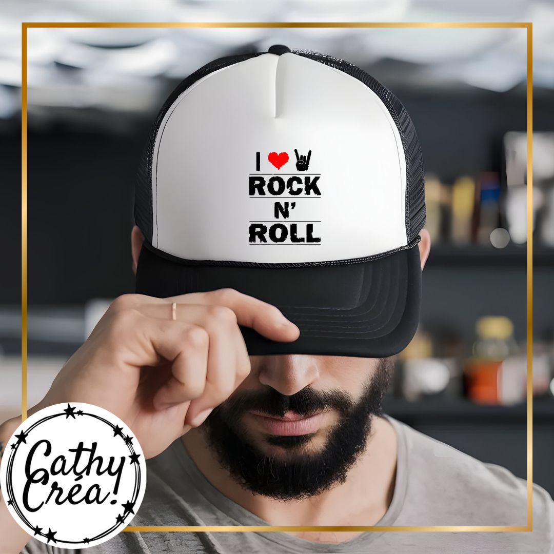 Casquette trucker Rock N'Roll personnalisée DTF – Cathy Créa Belgique