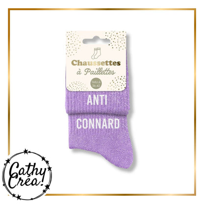 Chaussettes paillettes ANTI CONNARD packaging hangtag taille 36-42 – Cathy Créa