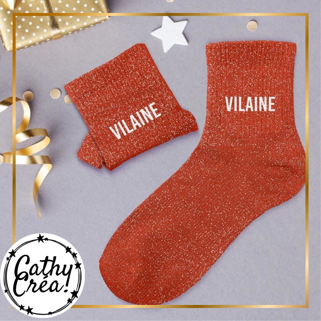 Chaussettes paillettes VILAINE en décoration cadeau – idée cadeau humour femme Belgique