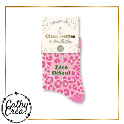 Chaussettes à paillettes Zéro Défaut présentées dans leur packaging carte, taille 36-42