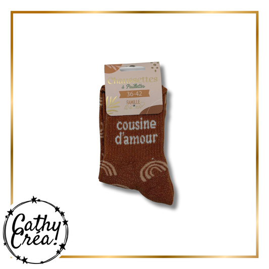 Chaussettes paillettes – Modèle « COUSINE D'AMOUR » – Taille 36/42
