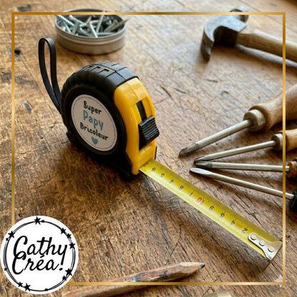 Mètre ruban personnalisé inscription Super Papy Bricoleur — idée cadeau original