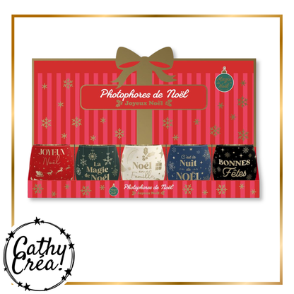 Coffret présentoir Photophores de Noël avec les 5 modèles, packaging cadeau