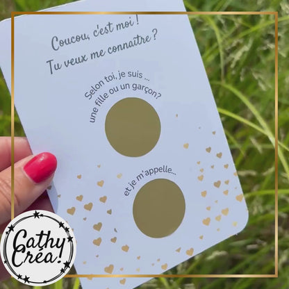 Carte à gratter personnalisée – annonce sexe & prénom bébé 🎉