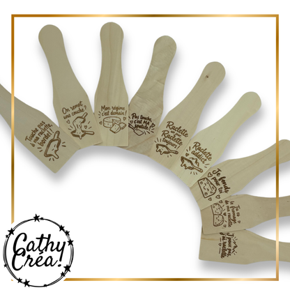 Set de spatules à raclette gravées, idée cadeau pour une soirée raclette entre amis