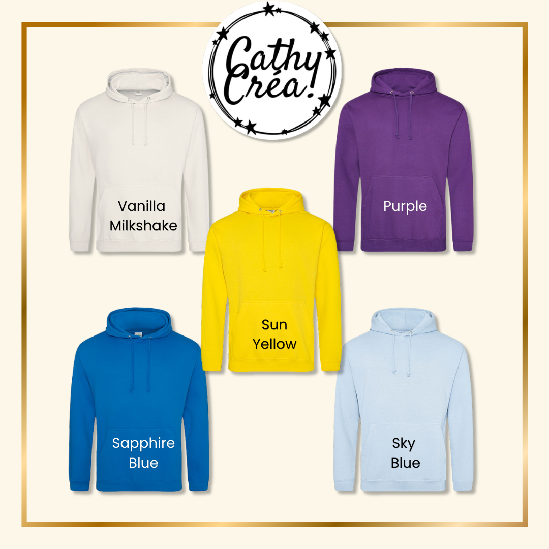 Nuancier couleurs sweat personnalisé – vanilla yellow purple blue – Cathy Créa