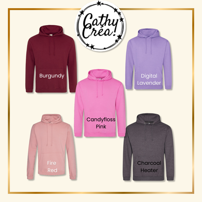 Nuancier couleurs sweat personnalisé – burgundy rose lilas – Cathy Créa Belgique