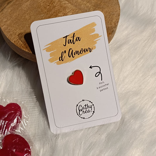 Pin's "Tata d'Amour ❤️" - Carte personnalisée