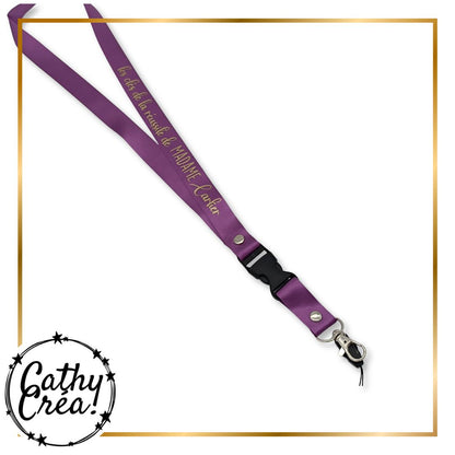 Tour de cou violet flocage doré cadeau collègue personnalisé